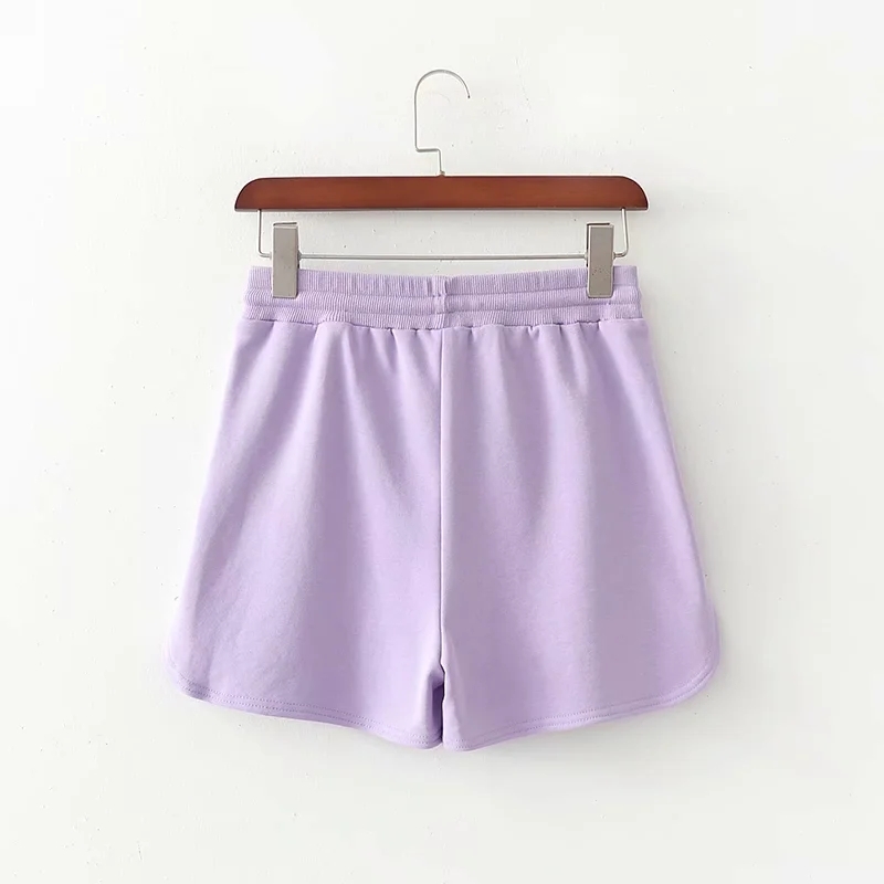 Casual Solid Shorts Lady Drawstring Loose Home For Women Blue And Purple Color Base Short Femme Pantalones Cortos 210515
