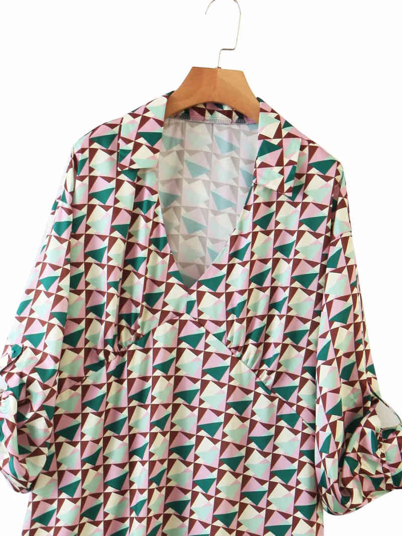 vintage women loose boho dress fashion ladies geometry print es casual female chic girls vestidos cool 210430