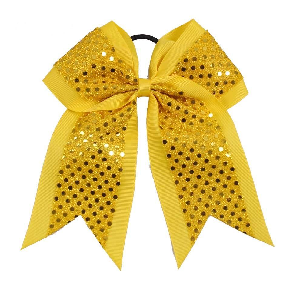 2021 SALE 30 Pcs/lot 8" Girls Sequin Cheer Bow With Elastic Band,Handmade Bling Cheer Bow,Cheer Bow With Ponytail DROP SHIPPING
