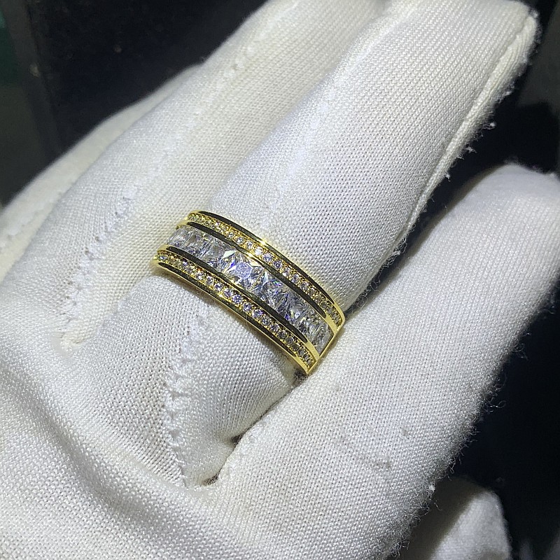 Choucong Brand Unique Wedding Rings Jewelry Sterling Sier Gold Fill Princess Cut White Topaz CZ Dia Party Engagement Band Ring For Men Gift