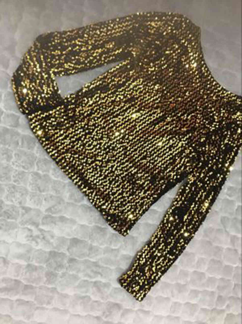 Free Fashion Shiny Sequined Blouse Women's Autumn V-neck Long Sleeve Halter Sexy Shirt Club Runway Top 210524