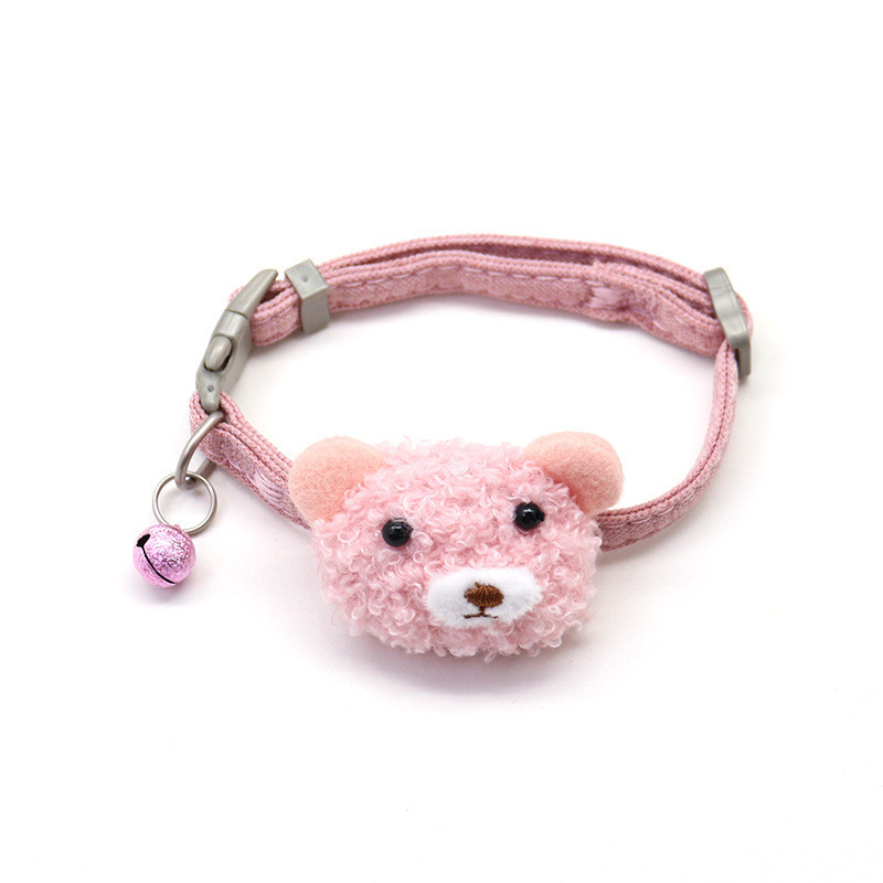 Fashion Cat Collar Cute Cartoon Bear Pet Collar with Bell for Puppy Kitten Elegant Bow Tie Adjustable Cat Dog Accessories