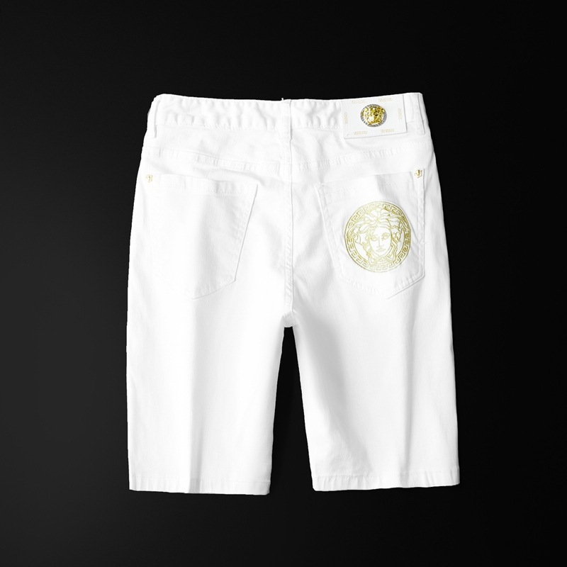 shorts men's jeans embroidered pure white capris 2021 summer pants, White;black 
shorts men's jeans embroidered pure white capris 2021 summer pants, White;black