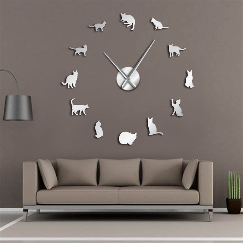 Silhouette Cats Wall Art Kittens DIY Giant Wall Clock Playful Cats Big Needle Kitty Girl Room Large Wall Watch Feline Fan Gift 210325
Silhouette Cats Wall Art Kittens DIY Giant Wall Clock Playful Cats Big Needle Kitty Girl Room Large Wall Watch Feline Fan Gift 210325