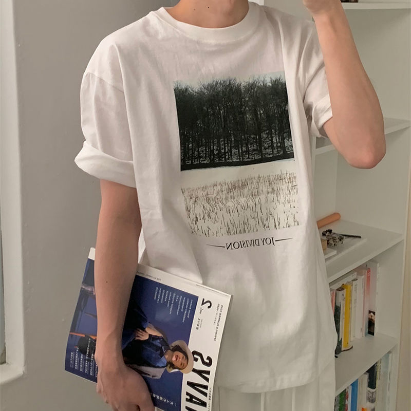 IEFB Korean Fashion Short Sleeve White T-shirt Summer Trend Men's Tee Round Collar Print Causal Tops Loose 9Y7308 210524