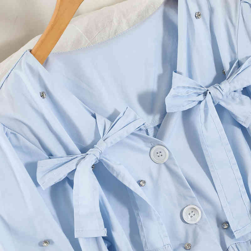 LoveFlowerLife Summer Casual Single Breasted Dress A Line Puff Sleeve Button High Waist Mid-Calf Women Dresses 210521