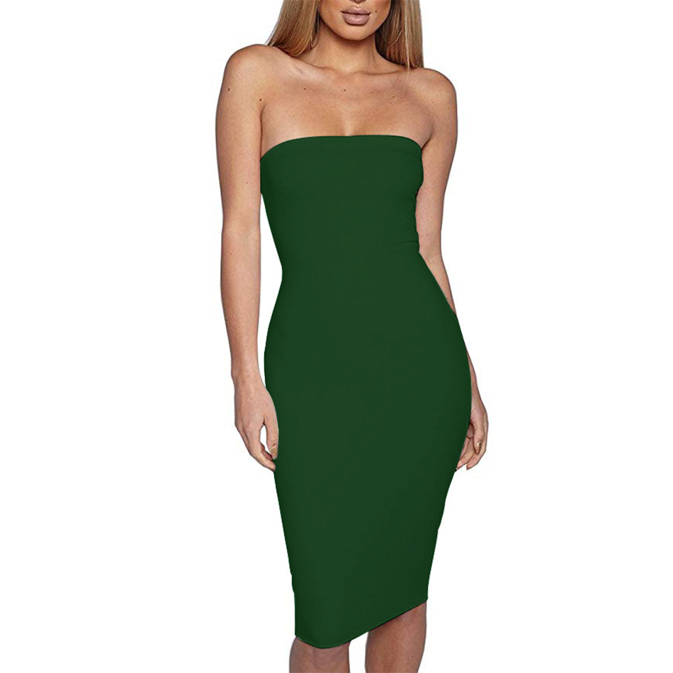 Summer Women Fashion Black Strapless Dress Sexy Sleeveless Club Celebrity Evening Runway Party Midi Dresses 210423