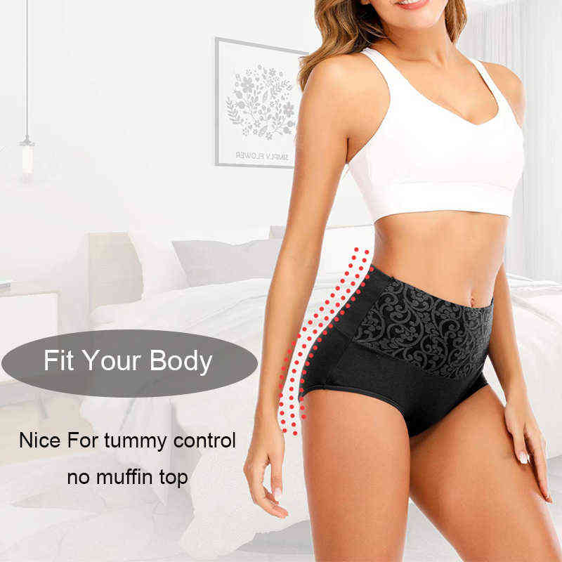 Cotton Underwear Women High Waist Lingerie For Ladies Briefs Tummy Control Panties C-Section Recovery XXXXL Plus Size Underpants 211109