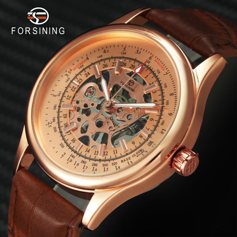 Wristwatches FORSINING Classic Retro Skeleton Men Mechanical Watches Rose Band Luminous Hands Top Hand-wind Cloc, Slivery;brown
Wristwatches FORSINING Classic Retro Skeleton Men Mechanical Watches Rose Band Luminous Hands Top Hand-wind Cloc, Slivery;brown