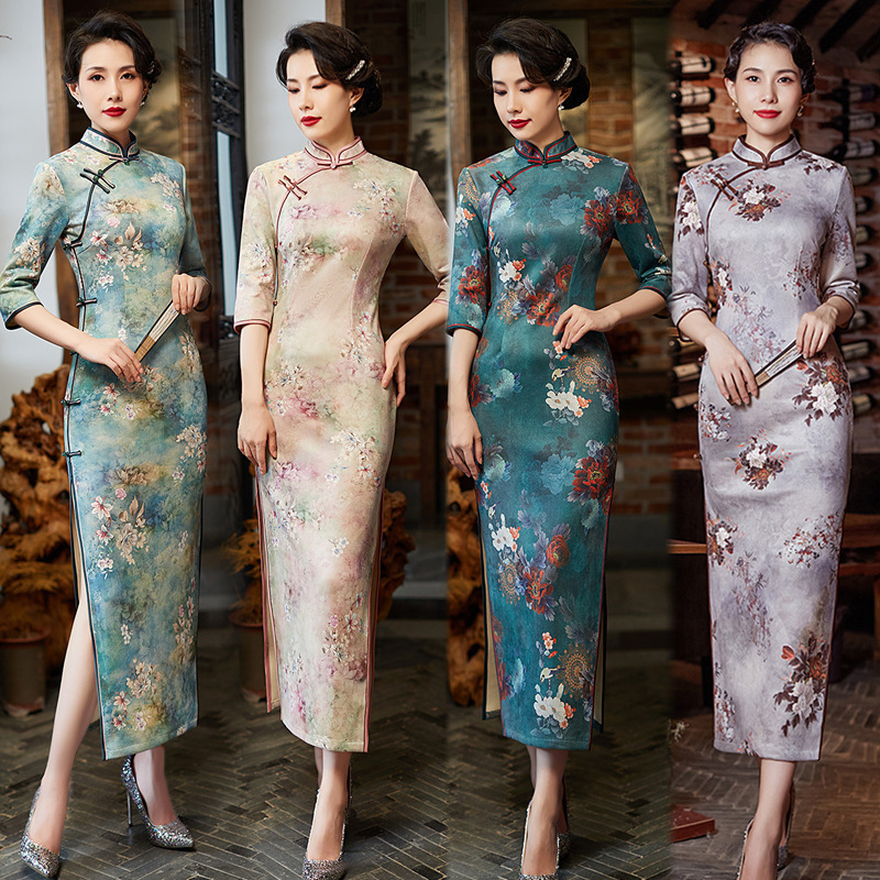 Ethnic Clothing Size Plus Qipao Slim Party Dresses Vestido Women's Oriental Style Chinese Style
