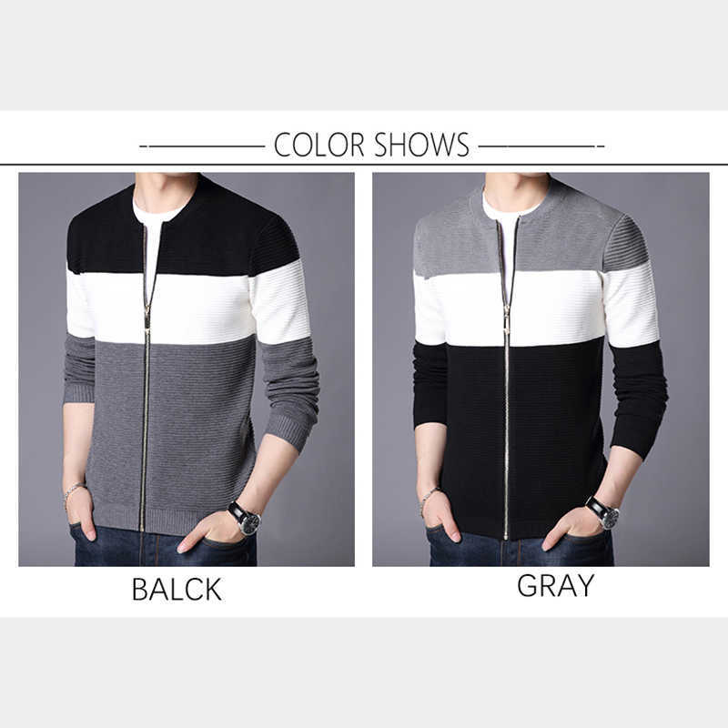 BROWON Autumn Men Casual Cardigan Sweater Jumper Winter Fashion Striped Pockets Knit Outwear Coat 211008