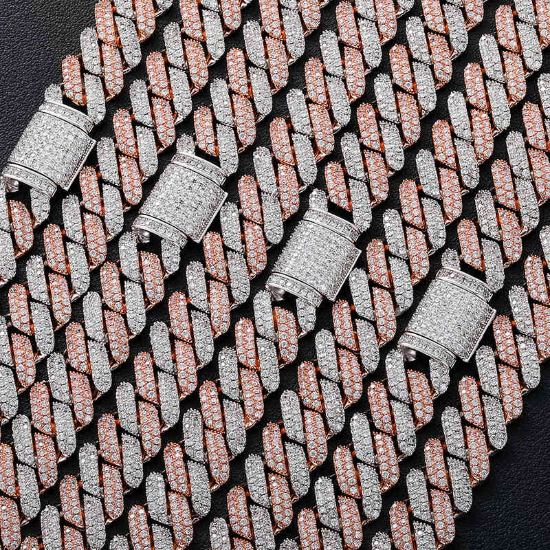 luxury Hip Hop Jewelry White Gold Plated Cuban Link Chain Iced Out Diamond Chain Necklace For Men Jewelry270f