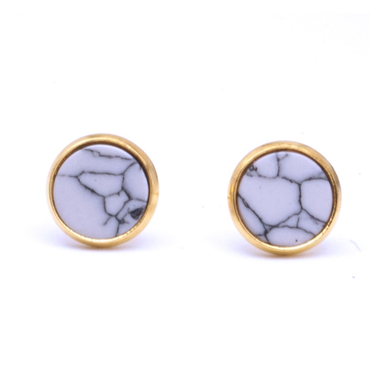 Fashion Gold imitated White Turquoise kallaite Resin stone Charms Stud Geometric Earrings Jewelry For Women