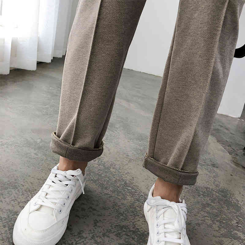 Autumn Winter Thicken Women Pencil Pants Plus Size OL Style Wool Female Work Suit Pant Loose Female Trousers 6648 50 210518