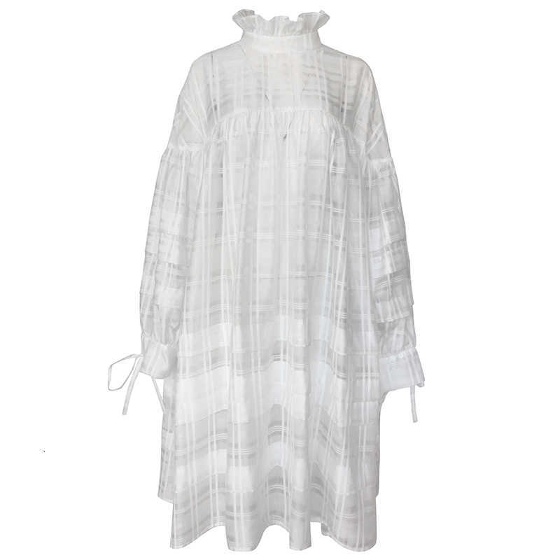 Korea Fashion Casual Two Pieces Dres Spring Summer Female White Lantern Long Sleeve Clothing B524 210603