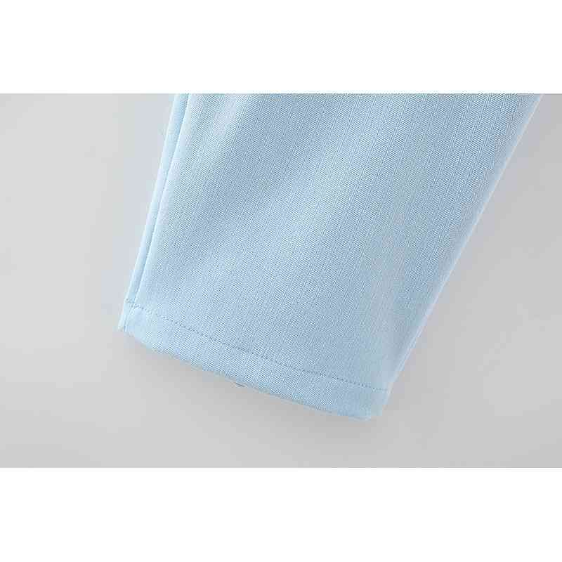 causal women polyester and cotton trousers summer ladies stylish straight pants female solid blue chic 210430