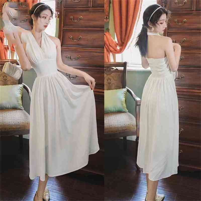 Elegant Chiffon Sleeveless Summer White Long Women Dress Backless Mid-Calf Empire Halter Sexy Evening Party 210603, Blue
Elegant Chiffon Sleeveless Summer White Long Women Dress Backless Mid-Calf Empire Halter Sexy Evening Party 210603, Blue