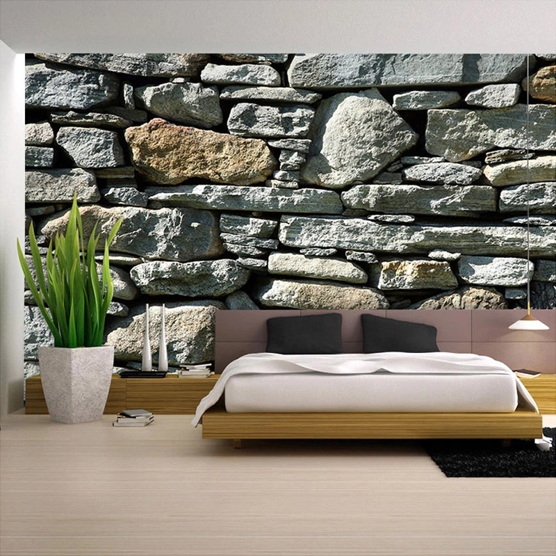 Custom 3D Photo Stone Brick Wall Country Style Mural Elders' Room Embossed Wallpapers Home wallpapers Waterproof