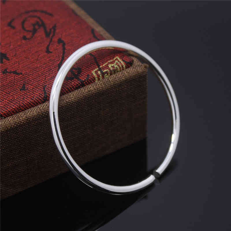 Classical Simple Fashion 925 Sterling Silver Smooth Cuff Bracelets & Bangles Pulseras Valentine's Day Present 210507