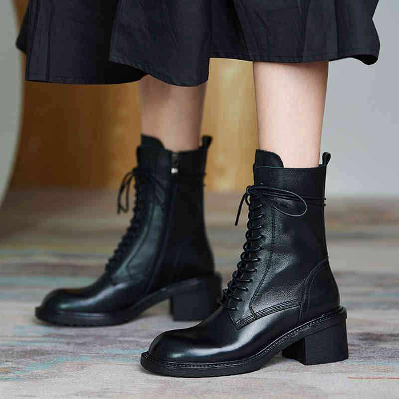 boots chunky leather boots high women's lace-up black ankle classic motorcycle in the fall tvyc
boots chunky leather boots high women's lace-up black ankle classic motorcycle in the fall tvyc