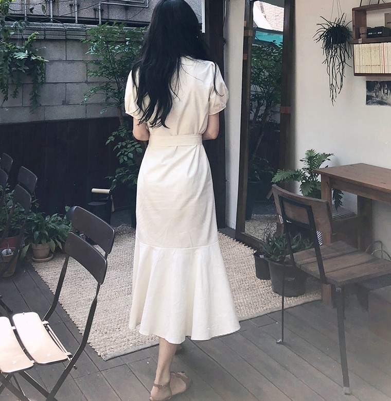 Elegant Dress Long Woman Cute Short Sleeve Korean Japan Style Clothes Date Wear Temperament Lady Ruffles Button Shirt 210519