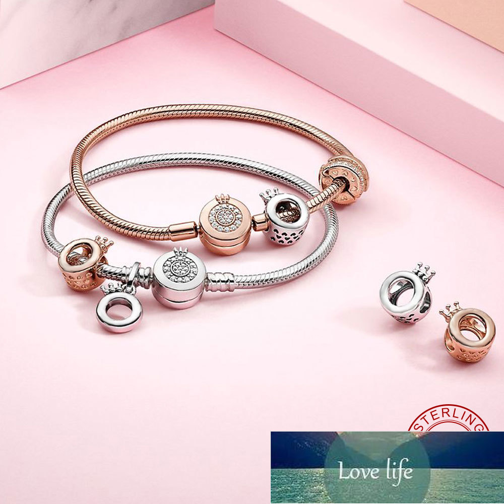 NEW Bracelet Sterling Silver Moments Sparkling Crown O Snake Chain Bracelet for Women Symbol Signature Silver Jewelry Factory price expert design Qual