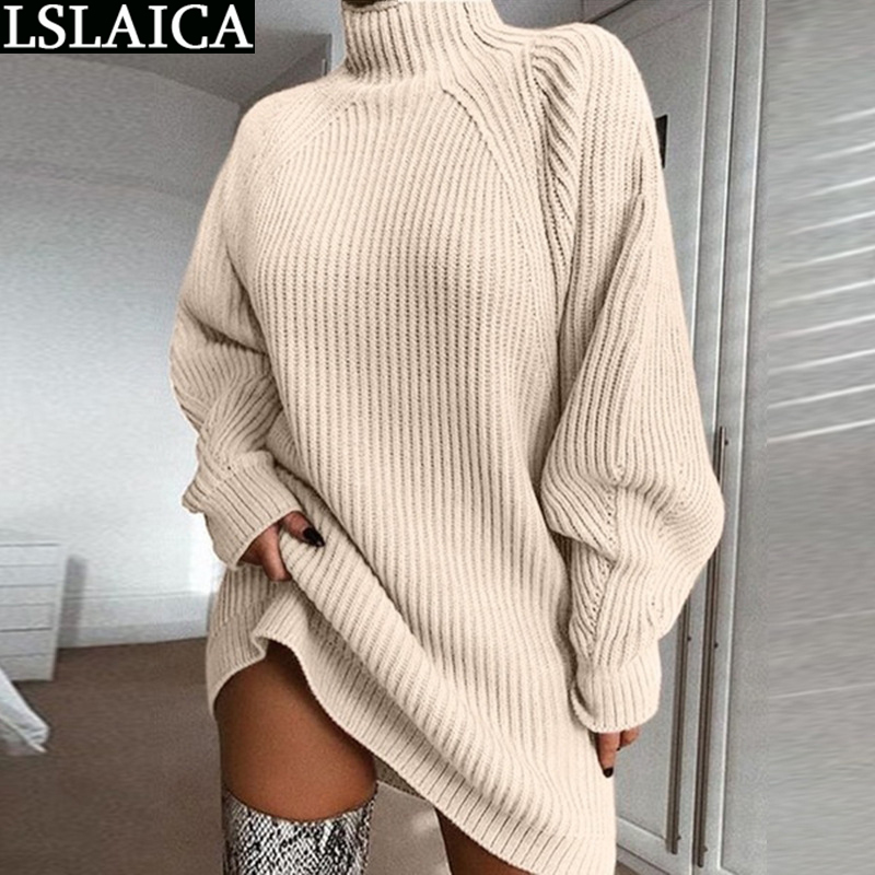Sweater Dress Women Long Sleeve Solid Color Fashion Dresses Party Loose Casual Elegant Turtleneck Kobieta Sukienka 210515