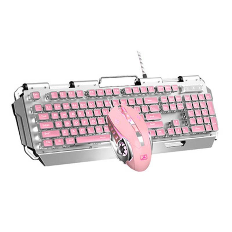 Keyboard Mouse Combos Xinmeng X10 Steampunk Cute Pink Real Mechanical Green Axis Gaming Desktop Computer