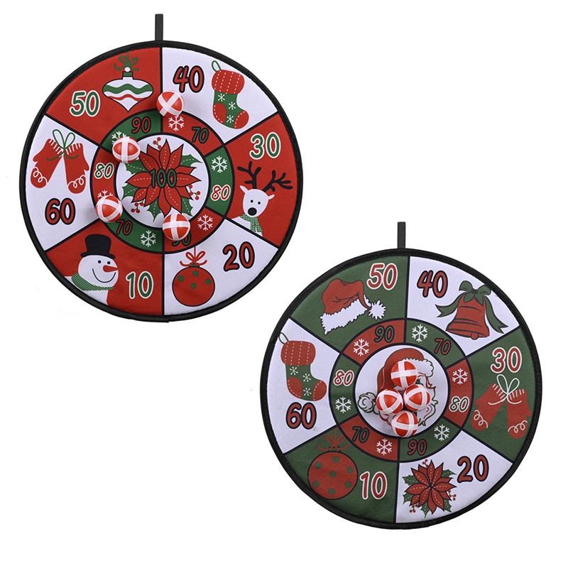 Game Set Xmas Kids 4 Sticky Safe Lovely Christmas Family Balls Dart Board Sets Ornaments VT1621 Free shipping