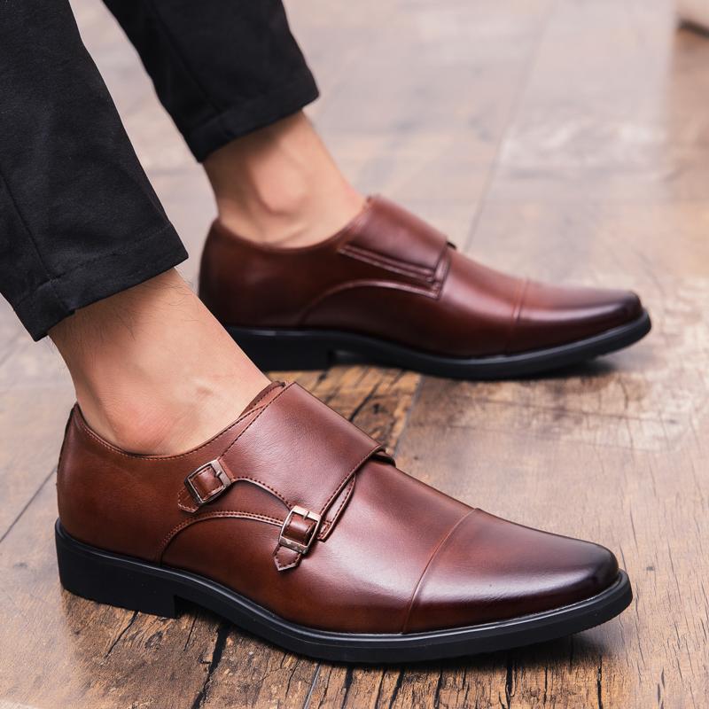 Dress Shoes Size 3848 Mens Double Monk Strap Oxford Leather Square Toe Classic Casual Comfortable Gradual Loafer Brand
