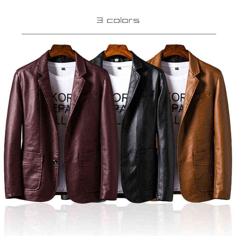 Autumn Mens Leather Jackets Classic Mens Motor Outwear Coats PU Pocket Jackets Motor & Biker Faux Leather Fashion Jacke 6XL 211106