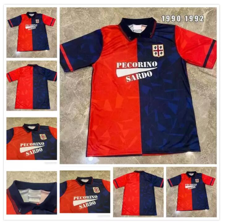 Cagliari Calcio 1990 1992 Retro Soccer Jerseys Home Joao Pedro Simeone Nainggolan Godin 90 92 Vintage Football Shirts
