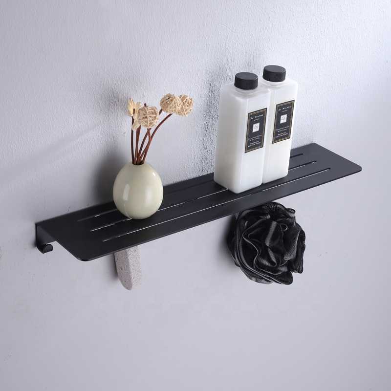 304 stainless steel Black wall mounted bathroom accessories shampoo storage shelf with hooks
304 stainless steel Black wall mounted bathroom accessories shampoo storage shelf with hooks