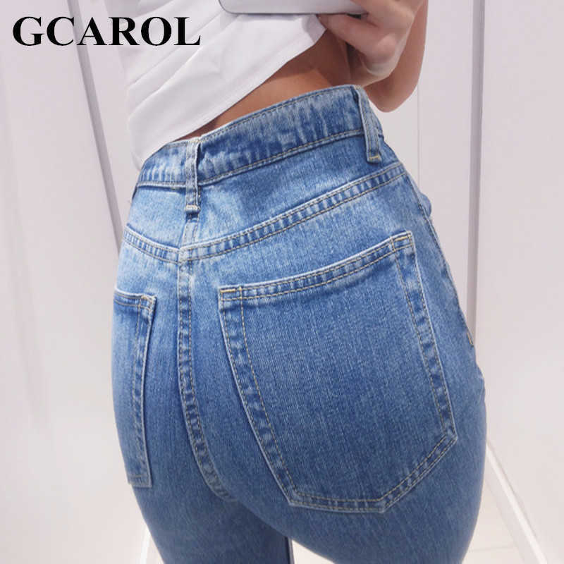 GCAROL Women High Waist Denim Jeans Vintage Slim Mom Style Pencil Quality Basic Pants For 4 Season 210809