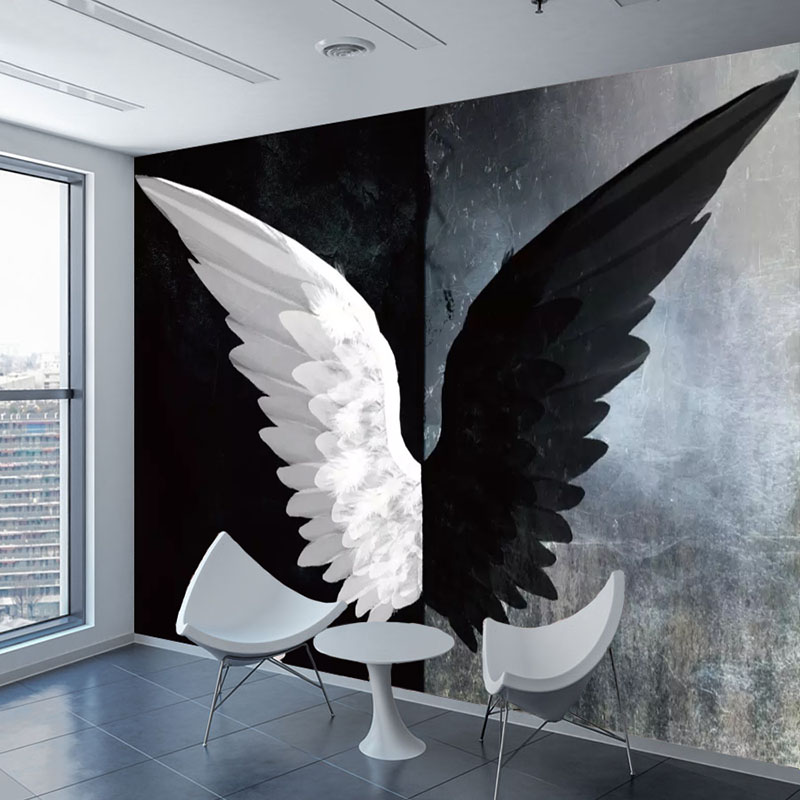 Custom 3D Photo Wallpaper Modern Creative Black White Angel Wings Art Wall Painting Living Room Bedroom