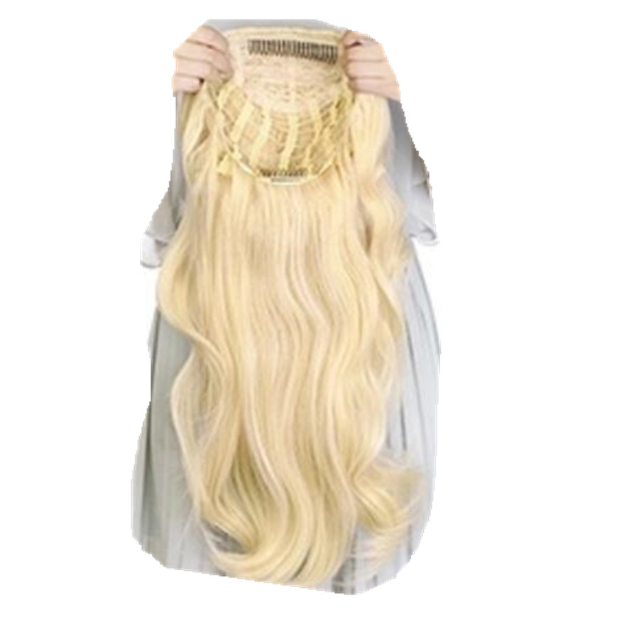Curly Hair Women Ladies 3/4 Half Wig Premium virgin 613 blonde Wigs with Secured Mesh Head Cap