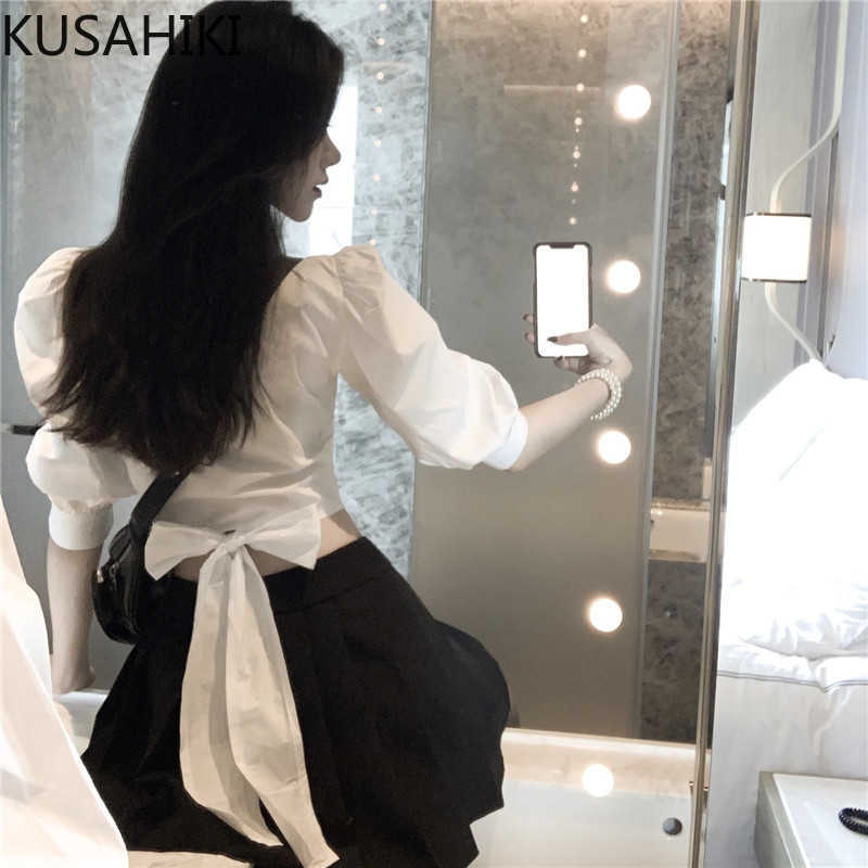 KUSAHIKI Puff Sleeve Elegant Short Women Blouses Bow Tie Sweet Puff Half Sleeve Shirt Spring Summer Blusas Mujer 6G054 210602, White
KUSAHIKI Puff Sleeve Elegant Short Women Blouses Bow Tie Sweet Puff Half Sleeve Shirt Spring Summer Blusas Mujer 6G054 210602, White
