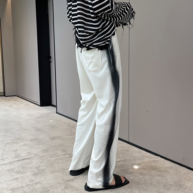 IEFB Summer Solid Side Painted Pattern Casual Pants For Men Drawstring Elastic Waist Sportswear Trousers Male 9Y7269 210524