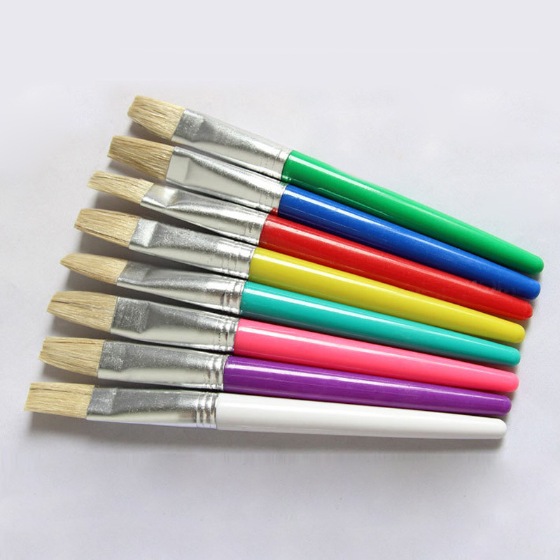 Paint Brush For Children Oil Watercolor Painting Candy Color 4Pcs Gouache Drawing Art Supply Plastic Handel Bristel Brushes