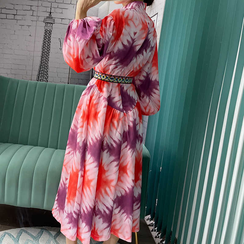 DEAT Women Dress Round Neck Short Sleeve Arrivals Lady Sexy Fashion Spring Summer 11D1906 210709