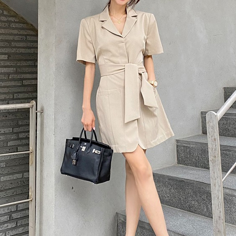 ZAWFL Women Fashion Summer Elegant Business Suit Collar Lace-up High Waist Slim Retro Solid Color Dress Vestidos 210525, Picture color
ZAWFL Women Fashion Summer Elegant Business Suit Collar Lace-up High Waist Slim Retro Solid Color Dress Vestidos 210525, Picture color