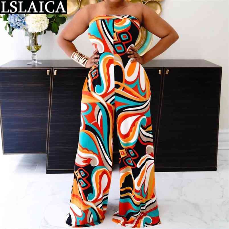 Wholesale Africa Style Jumpsuits Off The Shoulder Print Loose Fashion Casual Bodysuit Women Summer Elegant Streetwear Rompers 210515