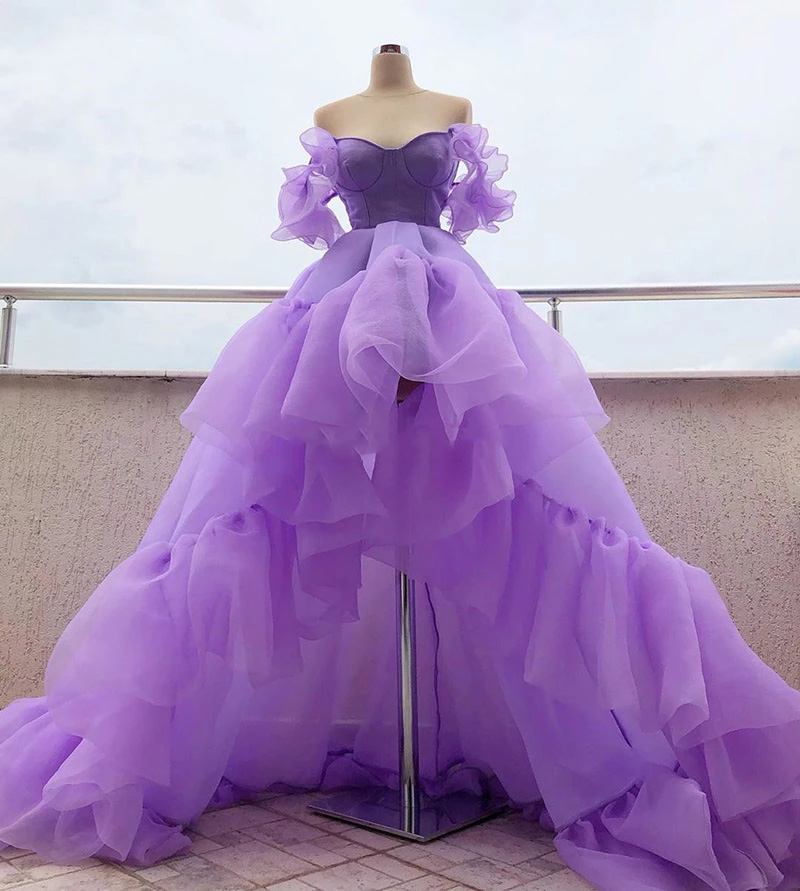 2021 Juniors High Low Sweep Train Prom Dresses Arabic Lavender Ruffles Off the Shoulder Organza Evening Gown Women Party Dress for Graduation, Pink
2021 Juniors High Low Sweep Train Prom Dresses Arabic Lavender Ruffles Off the Shoulder Organza Evening Gown Women Party Dress for Graduation, Pink