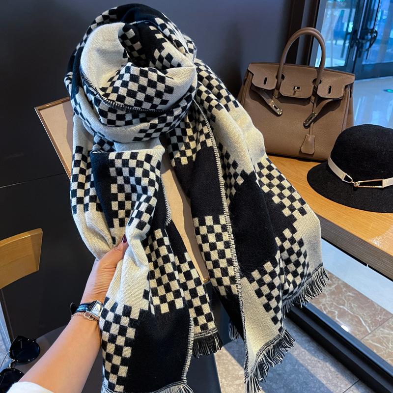 Scarves Imitation Cashmere Double-sided Scarf Women Winter Korean Version Of Wild Small Lattice Long Thick Warm Shawl Dual-use, Blue;gray
Scarves Imitation Cashmere Double-sided Scarf Women Winter Korean Version Of Wild Small Lattice Long Thick Warm Shawl Dual-use, Blue;gray