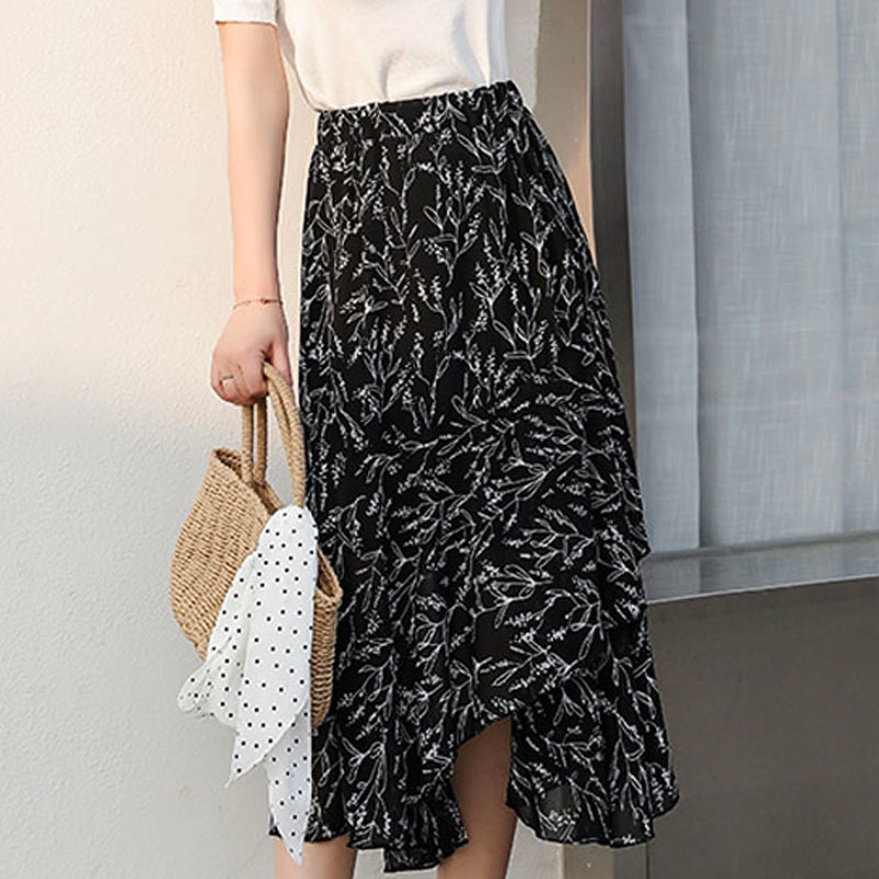 Fashion shirt Elastic high waist floral skirt elegant ladies female women Half body Elegant atmosphere Lady 3039 50 210510