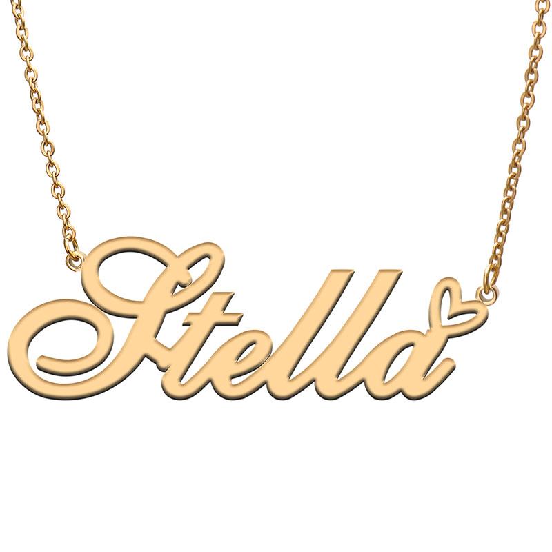 Pendant Necklaces Stella Love Heart Name Necklace Personalized Gold Plated Stainless Steel Collar For Women Girls Friends Birthday Wedding G
Pendant Necklaces Stella Love Heart Name Necklace Personalized Gold Plated Stainless Steel Collar For Women Girls Friends Birthday Wedding G