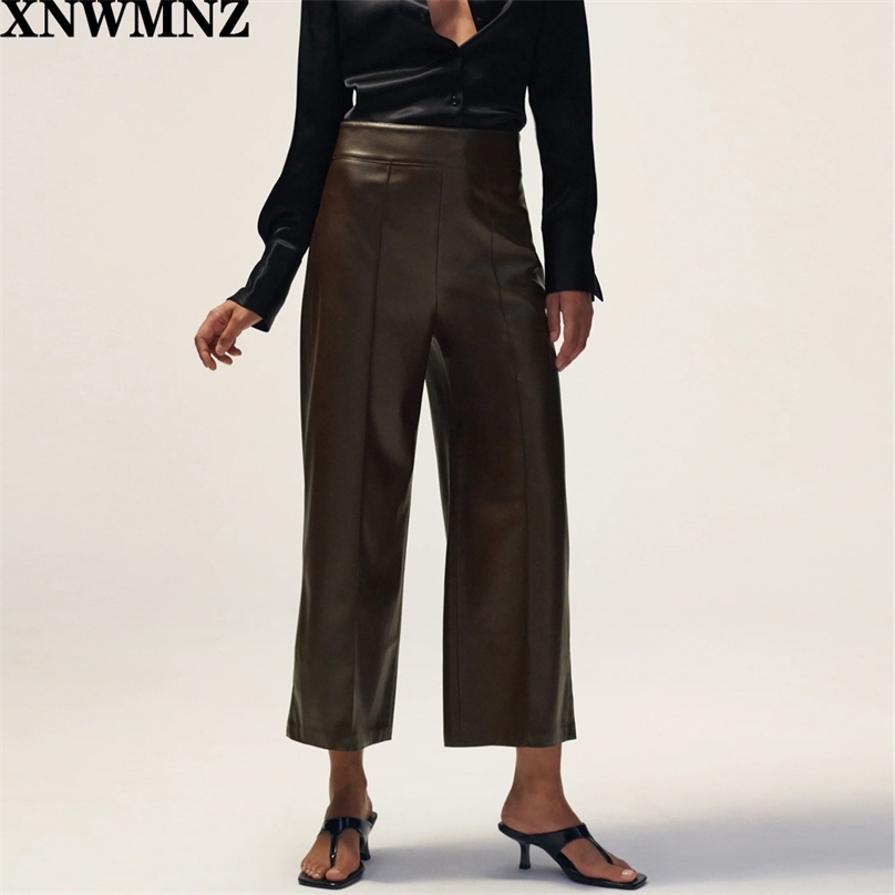 women faux leather culottes Fashion Visible Seam Wide Leg Pants Vintage High Waist Side Zipper Female Trousers Mujer 210520, Dark brown
women faux leather culottes Fashion Visible Seam Wide Leg Pants Vintage High Waist Side Zipper Female Trousers Mujer 210520, Dark brown