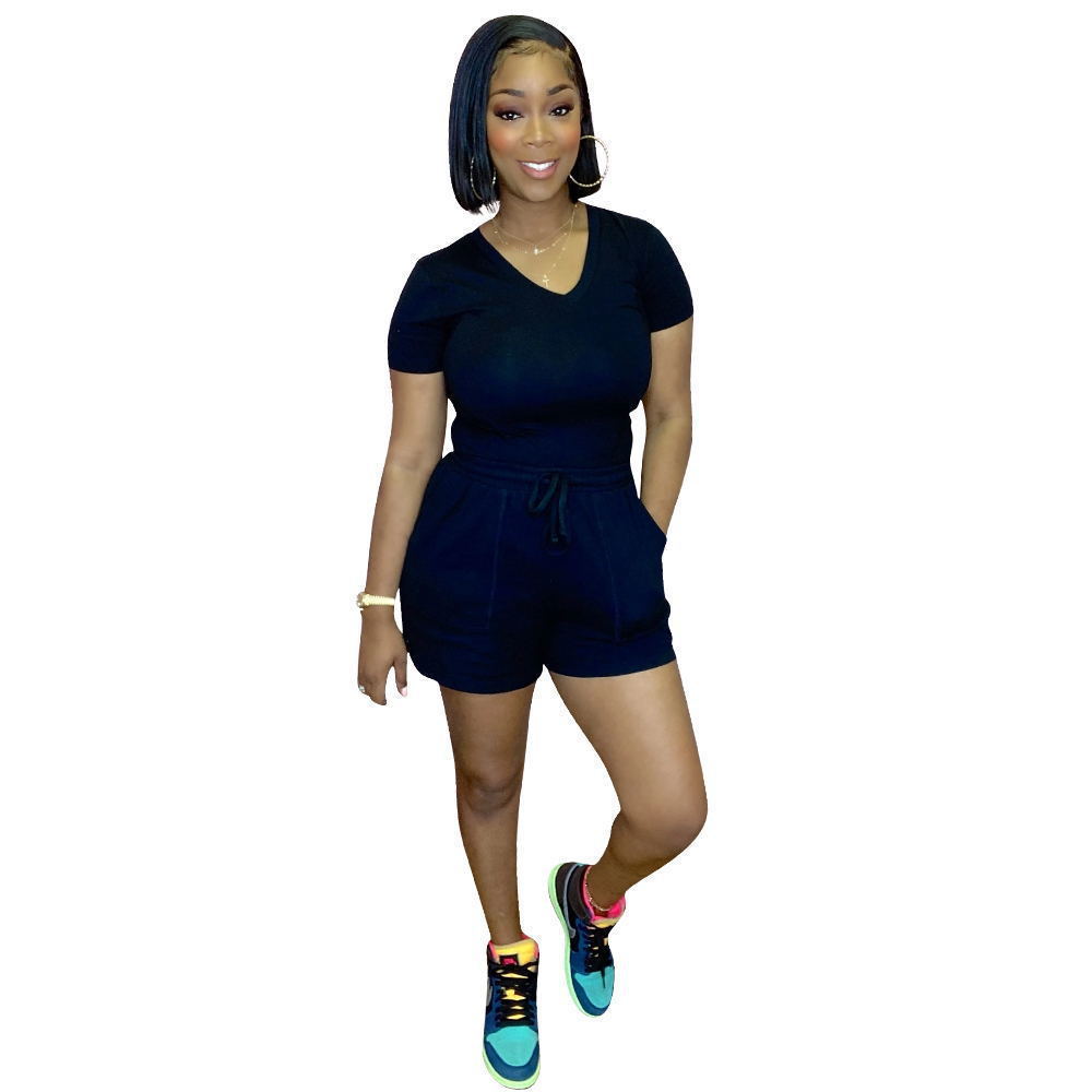 Women tracksuits sport suits Designers Clothes 2023 Summer casual suit V-neck Pocket shorts two piece S-5XL