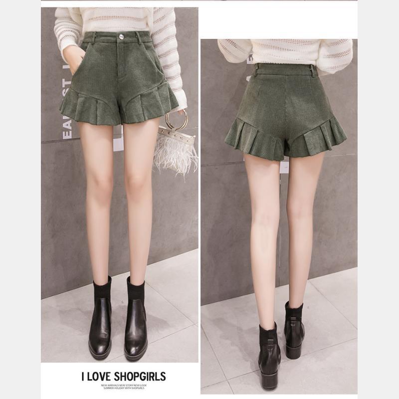 High Waist Loose Boots Korean Version Of Outside Wearing Corduroy Wide Leg Horts Casual Women's Shorts