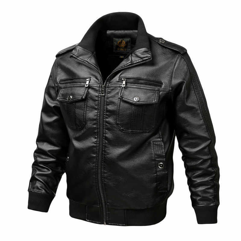 Thoshine Brand Spring Autumn Winter Men Leather Jackets Motorcycle & Biker Male Fashion PU Leather Cargo Coats Pockets Plus Size P0813